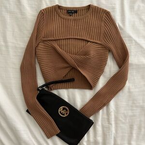 Crisscrossed Brown Top